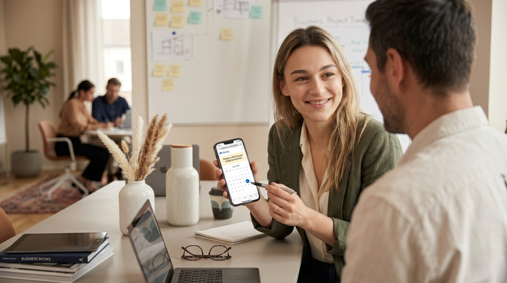 Kalender App zum termin buchen wird gezeigt